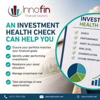 Is Your Investment Portfolio Still Working for You?
Life changes. Markets change. Your financial goals can change too.
That's why it's important to have an Investment Health Check on a regular basis. Reviewing your investments helps ensure your portfolio still aligns with your objectives, risk tolerance, and current market conditions.
An investment review can help you:
• Ensure your portfolio matches your financial goals
• Identify underperforming investments
• Rebalance your asset allocation
• Manage investment risk
• Take advantage of new opportunities
• Stay on track for long-term financial success
Just as you wouldn't skip a health check-up, your investments deserve regular attention too.
Speak to Innofin Financial Solutions about an Investment Health Check and gain confidence that your money is working as hard as you are.
#InnofinFinancialSolutions #InvestmentHealthCheck #FinancialPlanning #InvestSmart #WealthManagement #LongTermInvesting #FinancialConfidence #FutureFocused